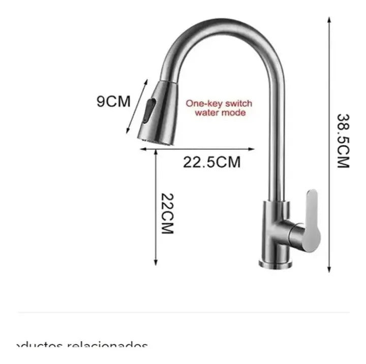 Llave Monomando Lavaplatos Extensible Cromada Moderna