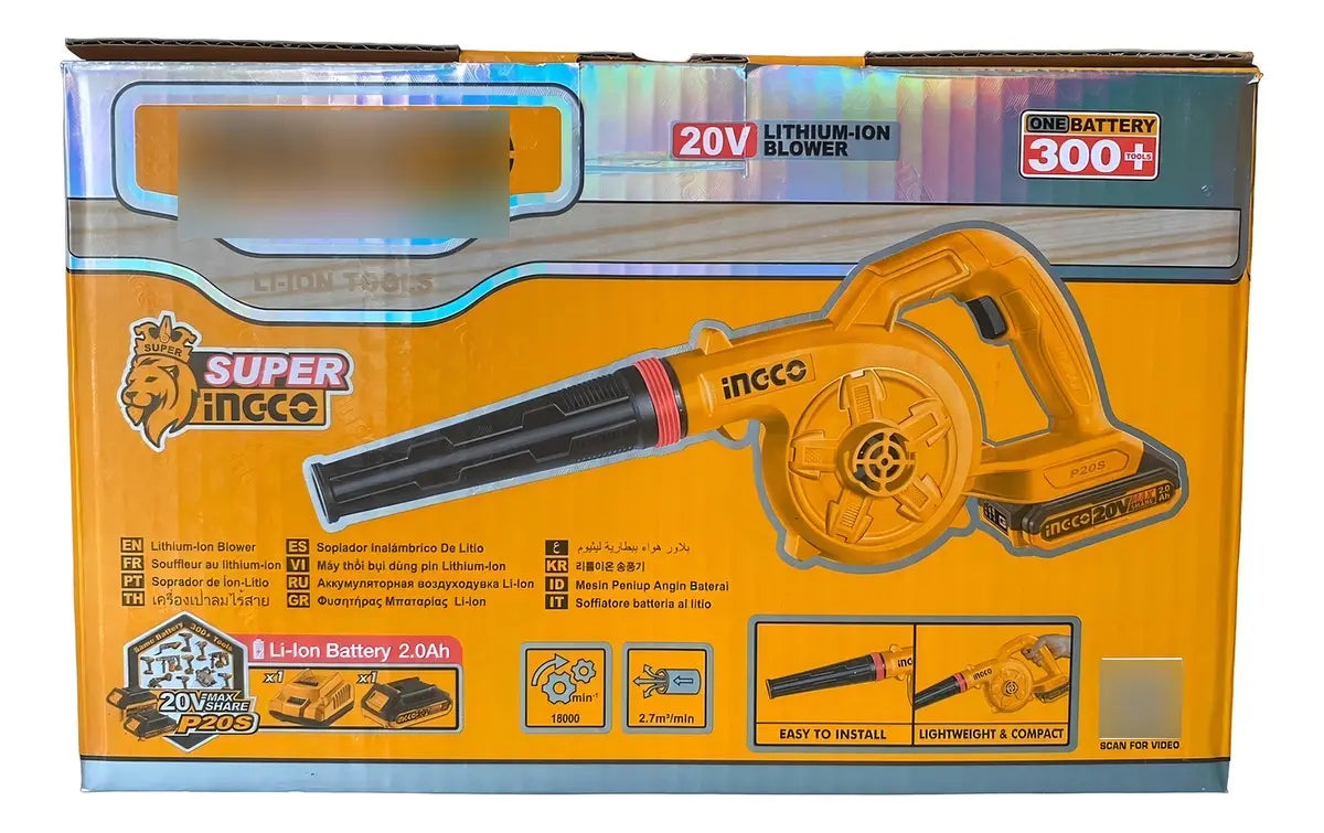 Sopladora Inalámbrica 2 En 1 + Batería 2ah + Cargador Ingco