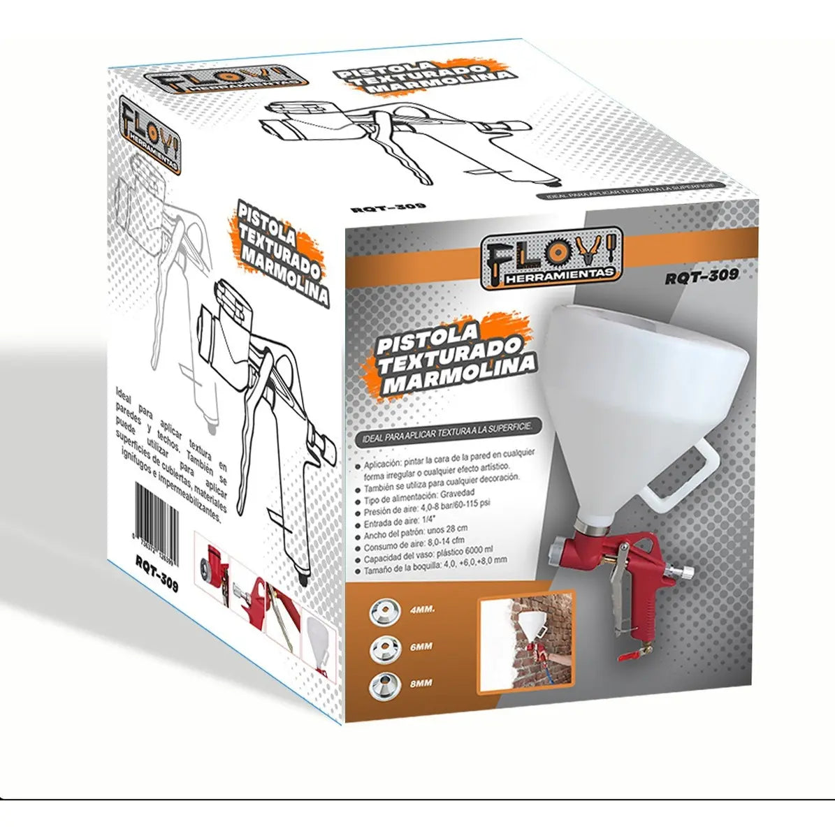 Pistola Marmolina Texturado Copón Plástico 6 Lts Marca Flovi