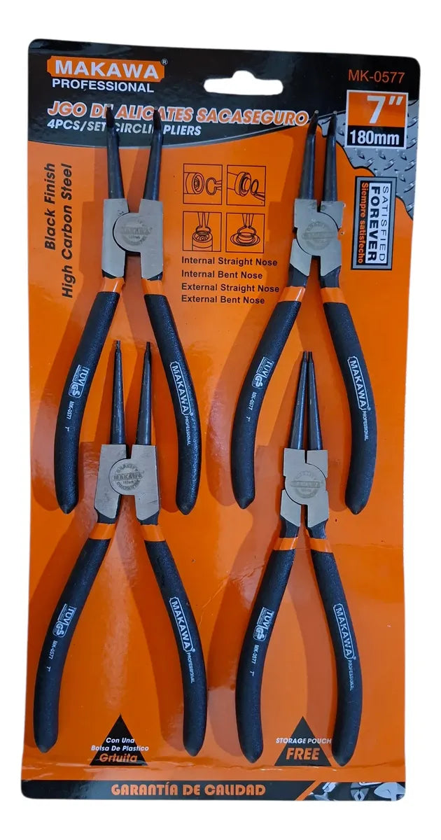 Set Juego Kit De Alicates Sacaseguros 7 Pulgadas Mk-0577