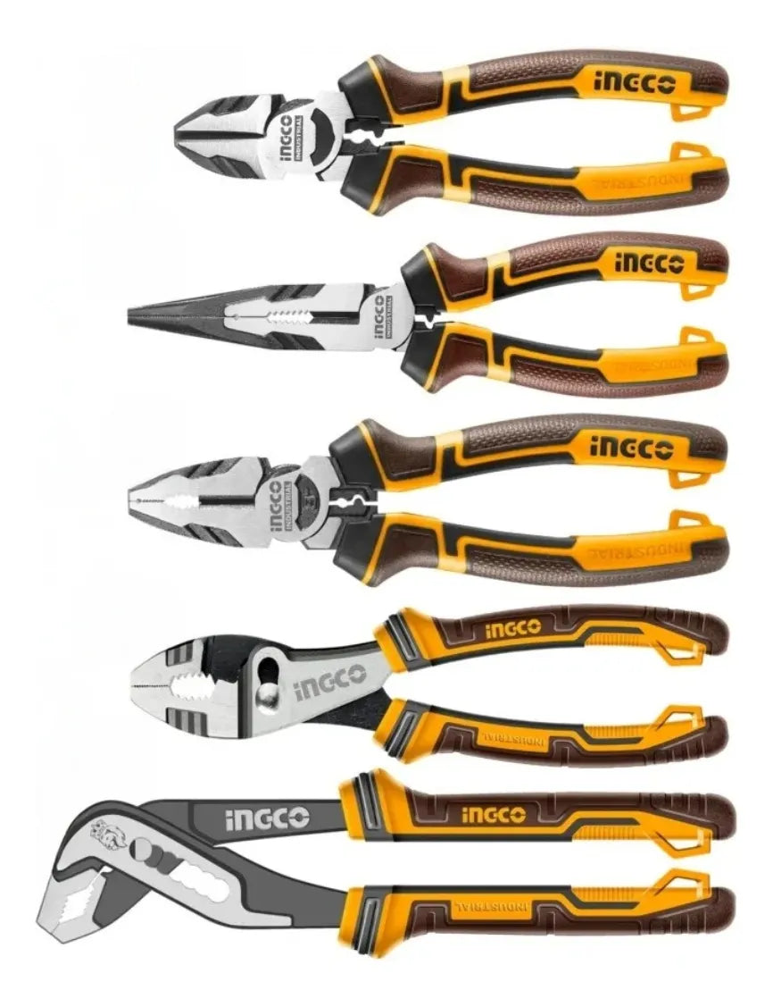 Set Alicates Ingco Industrial 5 Piezas 180-260mm/7-10"
