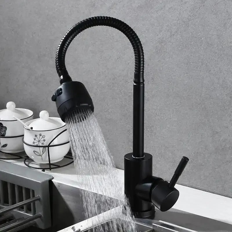 Llave Monomando Lavaplatos Flexible Negro