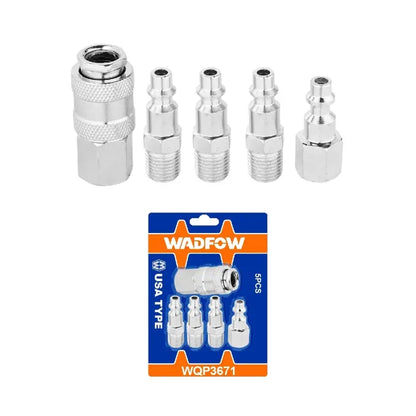Set Acoples Rapidos Wadfow Neumatico Tipo Usa Macho/hembra 5 Piezas 1/4"