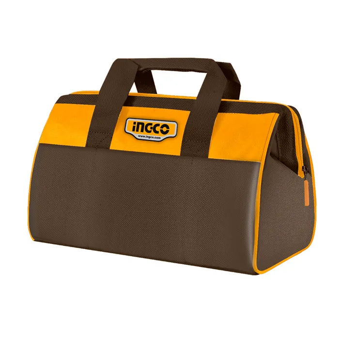Bolso Para Herramientas Ingco 13 Pulgadas 6 Bolsillos Color Marrón y Amarillo