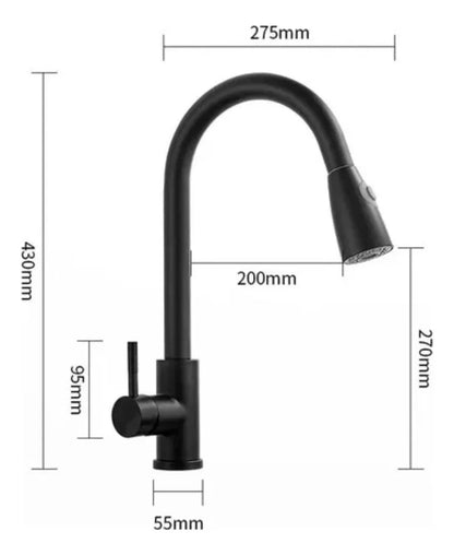 Llave Lavaplatos Extensible Griferia Monomando Cocina Negro