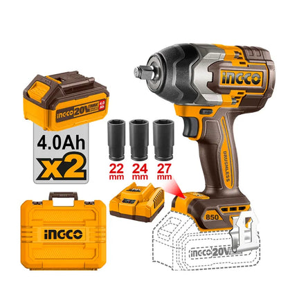 Pistola De Impacto Bl Ingco +2bat 4ah Y Carg 1/2" 20v/850nm