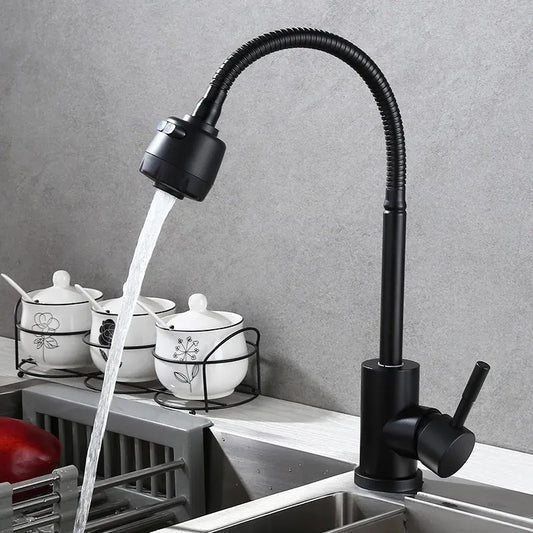 Llave Monomando Lavaplatos Flexible Negro