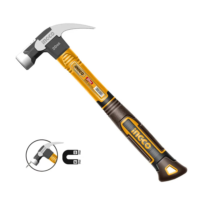 Martillo Ingco Carpintero Magnetico Mango Fv 560gr/20oz