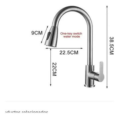 Llave Monomando Lavaplatos Extensible Cromada Moderna