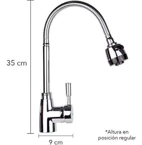 Llave Monomando Lavaplatos Cuello Flexible