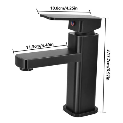 Llave Monomando Lavamanos Cuadrada Clásica negro acero inoxidable