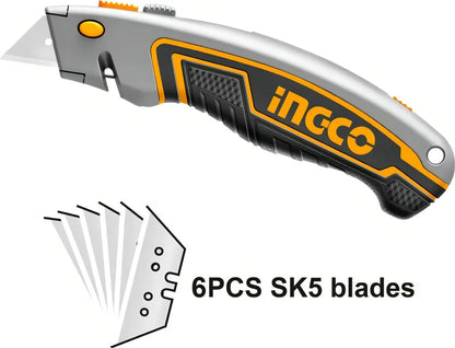 Cuchillo Cartonero Retráctil Ingco + 6 Repuestos Sk5