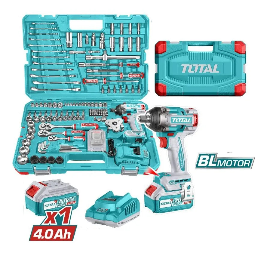 Kit Llave De Impacto Inalámbrico 20v 1/2 500nm 152 Piezas Total