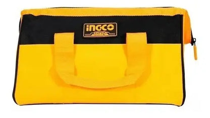 Bolso Para Herramientas Ingco 13 Pulgadas 6 Bolsillos Color Marrón y Amarillo