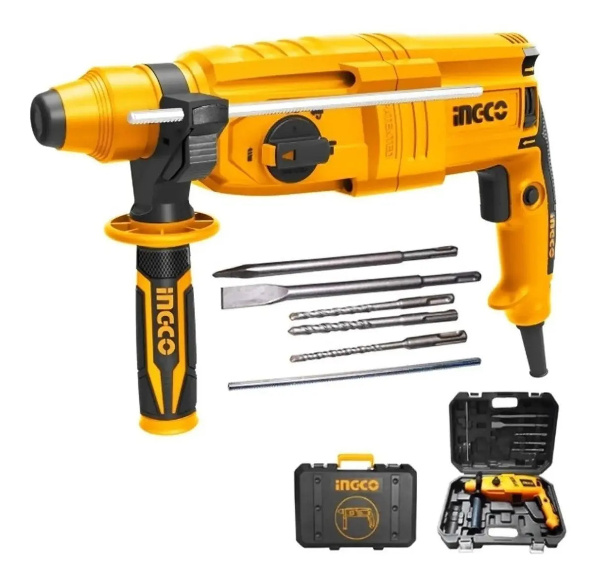 Rotomartillo 800 W Ingco URGH9028 Sds Plus Profesional Con Brocas amarillo