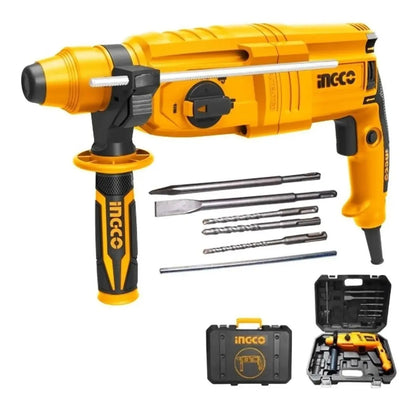 Rotomartillo 800 W Ingco URGH9028 Sds Plus Profesional Con Brocas amarillo