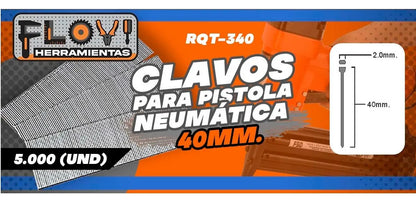 Clavos Puntas F40 Calibre 18 5000 Unidades, Marca Flovi
