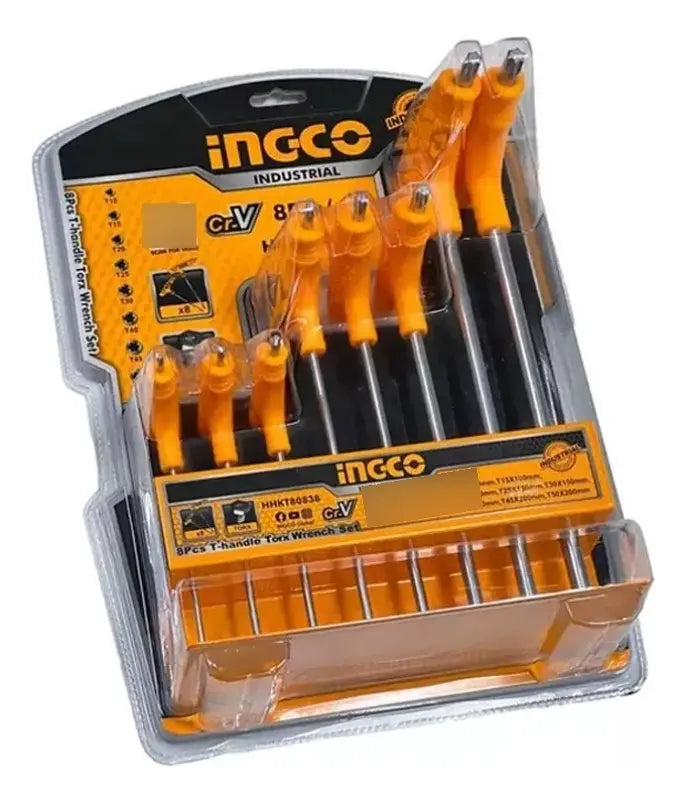Set Llaves Torx Ingco Mango En T Industrial 8 Piezas T10-t50
