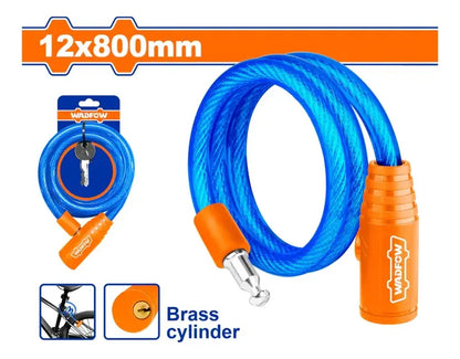 Candado Piola Para Bicicleta Wadfow 12x800mm Con Llave Azul Azul