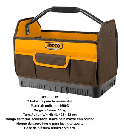 Bolso Industrial Portaherramientas C/ Manilla Ingco Htbgl04 Color Amarillo