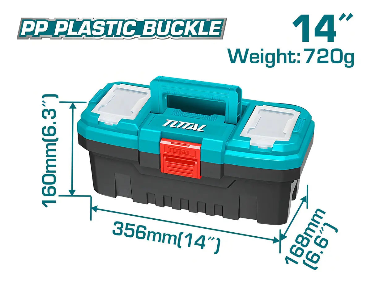 Caja Organizadora Porta Herramienta Plastica 14 PuLG Total Color Turquesa