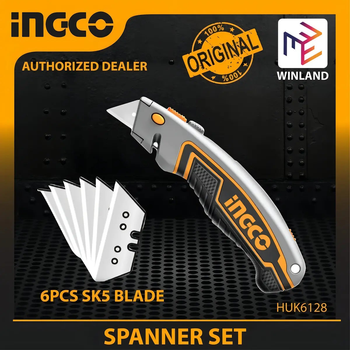 Cuchillo Cartonero Retráctil Ingco + 6 Repuestos Sk5