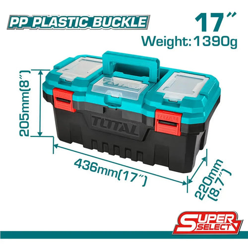 Caja Organizadora Porta Herramienta 17 PuLG Total Tpbx0171 Color Turquesa