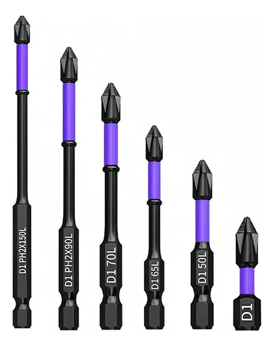Set 6 Puntas De Impacto Magnéticas Ph2 S2 25 A 150mm