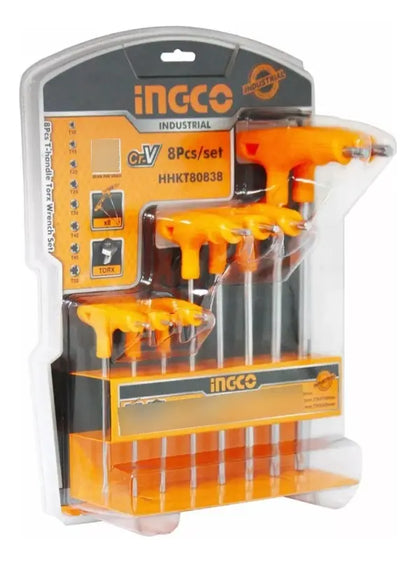 Set Llaves Torx Ingco Mango En T Industrial 8 Piezas T10-t50
