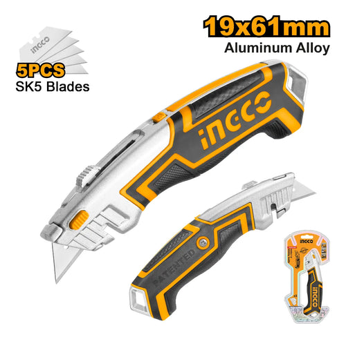 Cuchillo Cartonero Retráctil Ingco + 6 Repuestos Sk5