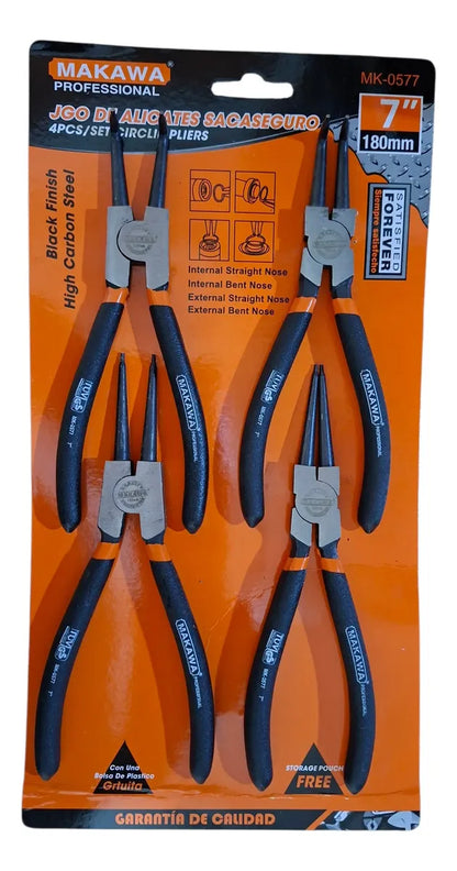 Set Juego Kit De Alicates Sacaseguros 7 Pulgadas Mk-0577