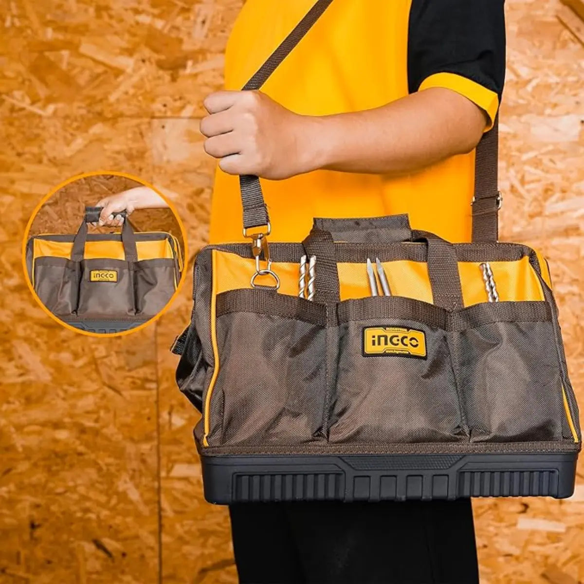 Bolso De Herramientas Ingco Industrial 16 Bolsillos 16"