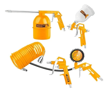 Kit Set Pistolas Neumáticas Para Compresor 5 Piezas Ingco