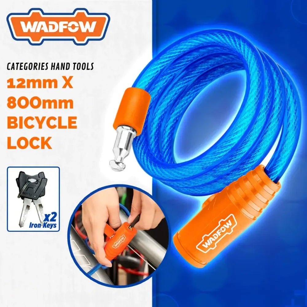 Candado Piola Para Bicicleta Wadfow 12x800mm Con Llave Azul Azul