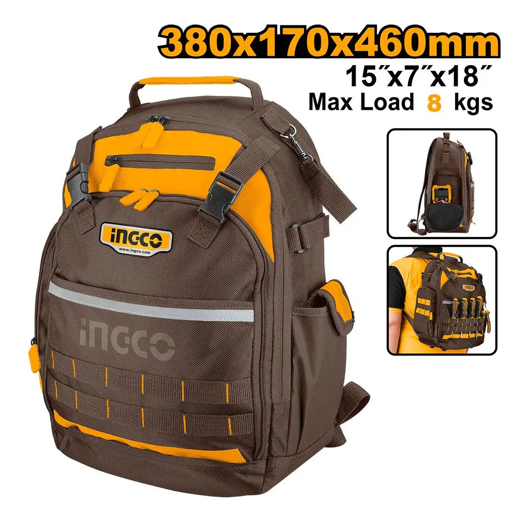 Mochila Ingco Porta Herramientas Industrial 8kg 380x170x460mm