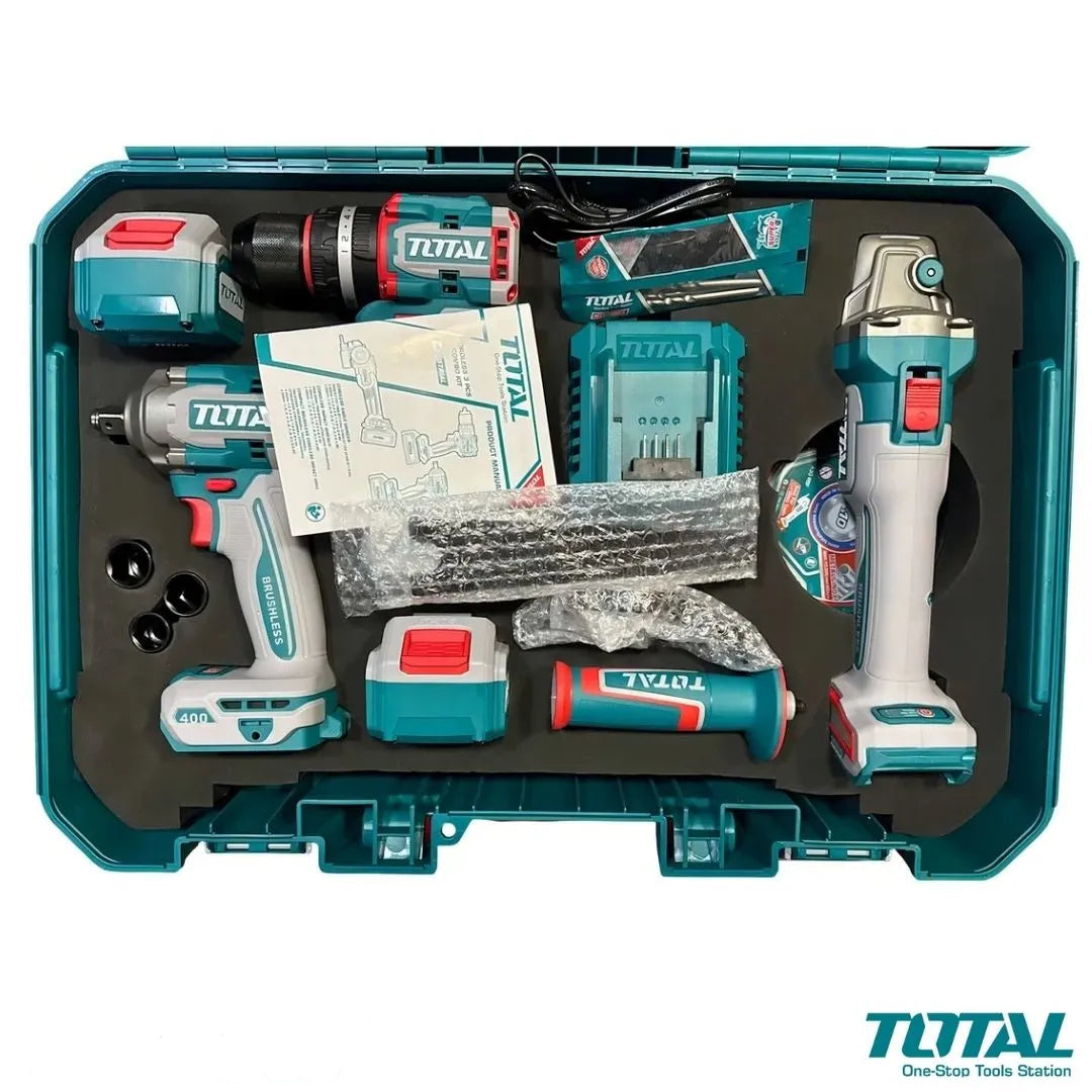 Kit Total 20v Taladro Amoladora Y Llave De Impacto 2 Baterias Tosli241291 Premium By Master Prox