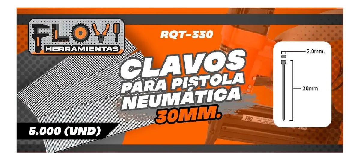 Clavos Puntas F30 Calibre 18 5000 Unidades, Marca Flovi