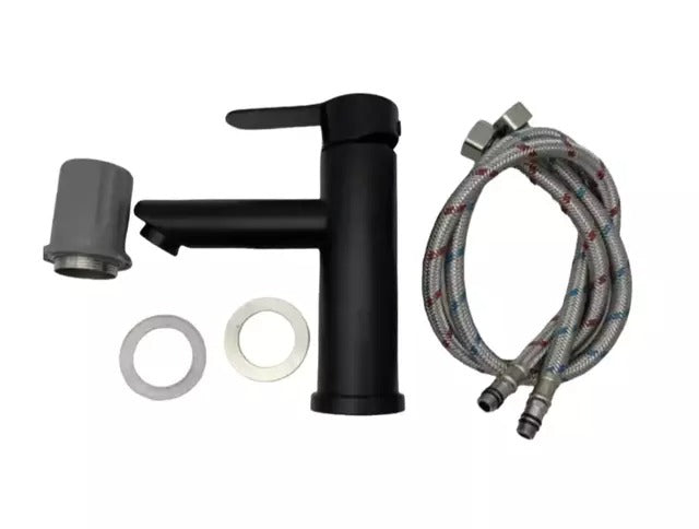 Llave Monomando Lavamanos Lavatorio Negro Mate Acero
